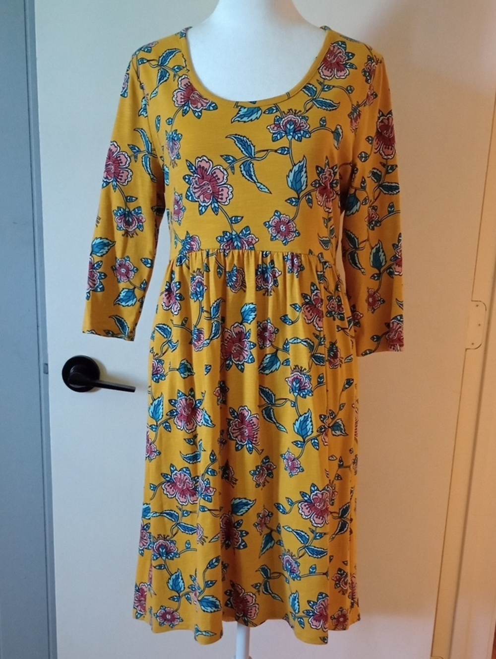 Matilda Jane Floral Golden Yellow Mini Dress Size Medium